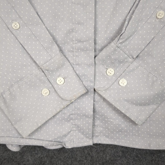 H&M Womens Shirt Size 14 Blue White Polka Dot Button Down Long Sleeve - Picture 5 of 12